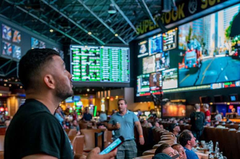Guests watching the game at the onsite sports bar